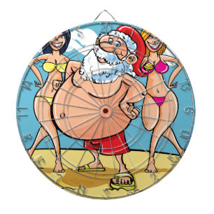 bikini strand santa claus dartbord