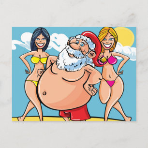 bikini strand santa claus feestdagenkaart