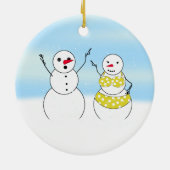 Bikini Time Snowmen Keramisch Ornament (Achterkant)