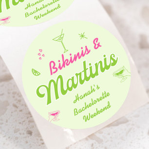 Bikinibad en Martini Bach-feestje Ronde Sticker
