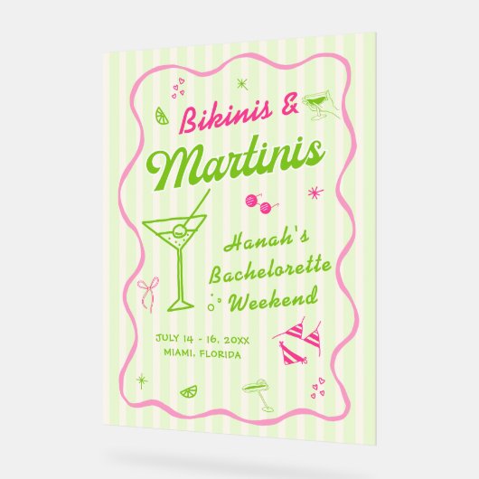 Bikinibroekjes en Martinis Bach-feest welkom Acryl Bord (Hoek)