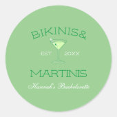 Bikinibroekjes & Martinis Groene Strand Meidenavak Ronde Sticker (Voorkant)