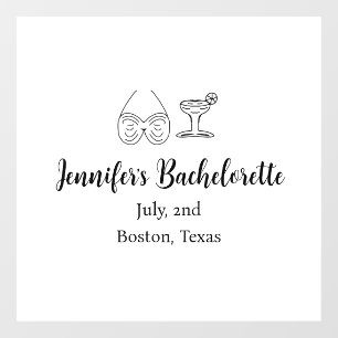 Bikiniglas cocktail vrijgezellenfeest naam toevoeg raamsticker