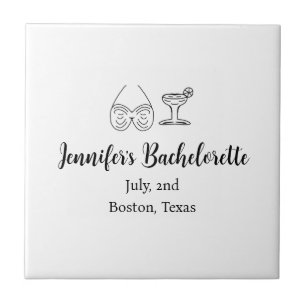 Bikiniglas cocktail vrijgezellenfeest naam toevoeg tegeltje