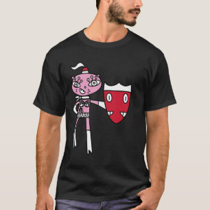 Bikinikat Een Roze Kat Super Hero Met Schild T-shirt