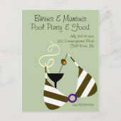 Bikinis and Martinis Pool Party Invitation Uitnodiging Briefkaart (Voorkant)
