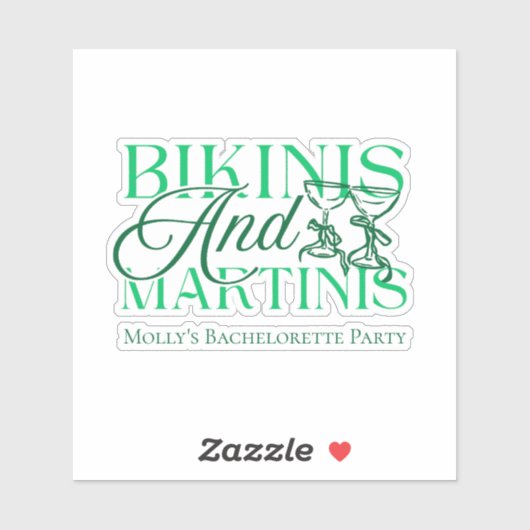 Bikini's en Martinis - Custom Bachelorette Party Sticker (Vel)