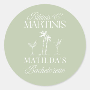 Bikinis en martini's Elegante vintage vrijgezellen Ronde Sticker