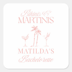 Bikinis en martinis Elegante vrijgezellenfeest Vierkante Sticker