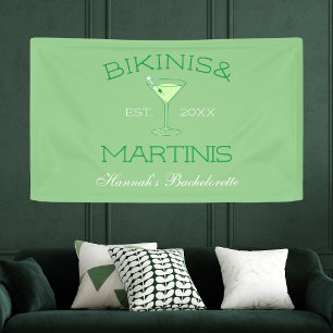 Bikini's en Martinis Green Beach Bachelorette Spandoek