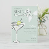 Bikinis & Martinis Bachelorette Party Invitation Kaart (Staand voorkant)