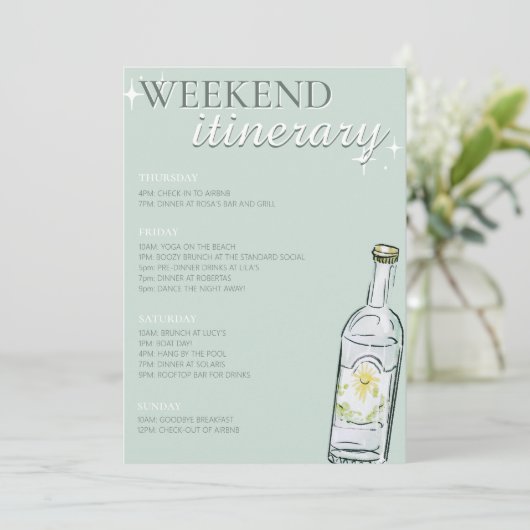 Bikini's & Martini's Bachelorette-weekendagenda Kaart (Staand voorkant)