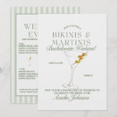 Bikini's & Martinis Bachelorette Weekenduitnodigin Kaart (Voorkant / Achterkant)