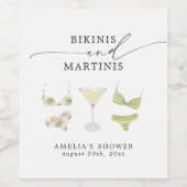 Bikinis & Martinis Bruidsfeest Borrel Wijn Etiket (Enkel label)