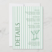 Bikini's & Martinis Green Bachelorette Weekend Kaart (Achterkant)