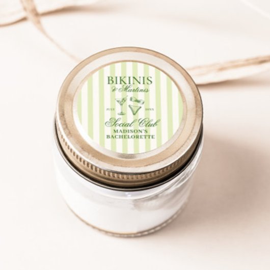 Bikinis & Martinis Groen Gestreepte Ronde Sticker