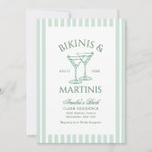 Bikini's & Martinis Groene Bachelorette Kaart (Voorkant)
