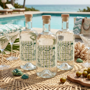 Bikinis & Martinis Strand Afscheidscadeau Verloofd Likeurfles Etiket