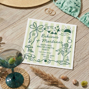 Bikinis & Martinis Strand Bruidsfeest Uitnodiging  Servet