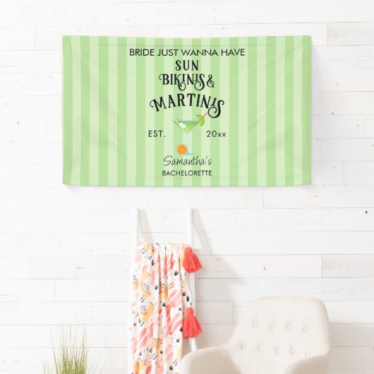 Bikinis & Martinis Tropisch Zwembad Hen Dochteruit Spandoek (Insitu)