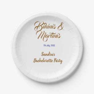 bikinis & martinis vrijgezellenfeest naam bruin papieren bordje