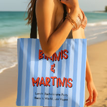 Bikinis Martinis Whimsical Stof Blauw Gestreepte B