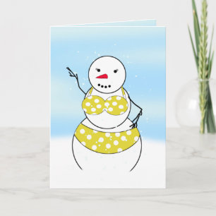 Bikinisnowmans Tijd Bikinimeisje Feestdagen Kaart