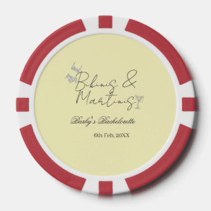 Bikins & Martinis vrijgezellenfeest geel retro Poker Chips