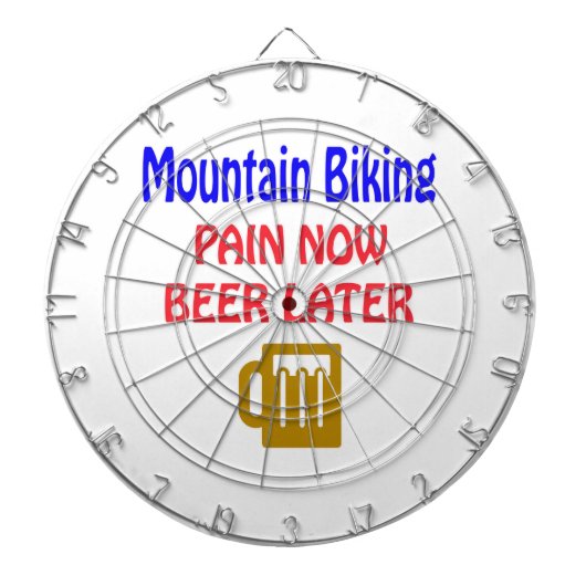 Bikpijn in de bergen, nu bier later dartbord (Voorkant)