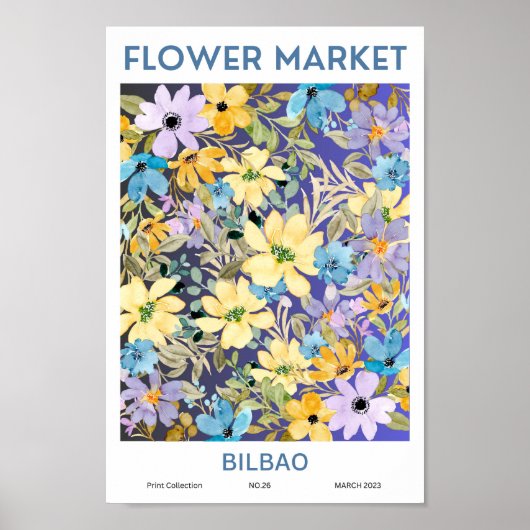 Bilbao Colorful Flower Market Poster (Voorkant)