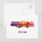 Bilbao skyline in watercolor briefkaart (Voorkant / Achterkant)