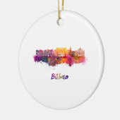 Bilbao skyline in watercolor keramisch ornament (Links)