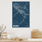 Bilbao Spanje City Map Line Art Blue Print (Keuken)