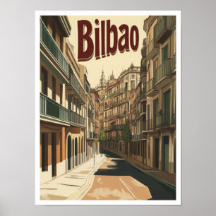 Bilbao Spanje Kunst Vintage Reizen Illustratie Poster