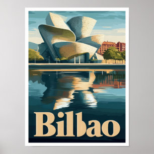 Bilbao Spanje Kunst Vintage Reizen Illustratie Poster