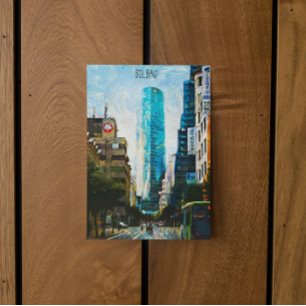 Bilbao Spanje Olieverf Illustratie Stad Briefkaart