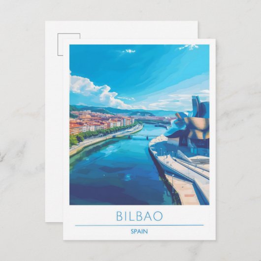 Bilbao Spanje Vintage Reizen Briefkaart (Voorkant / Achterkant)