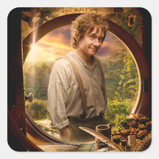 BILBO BAGGINS™ in Shire Collage Vierkante Sticker (Voorkant)
