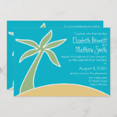 Bilingual Beach Wedding Invitation Kaart (Voorkant / Achterkant)