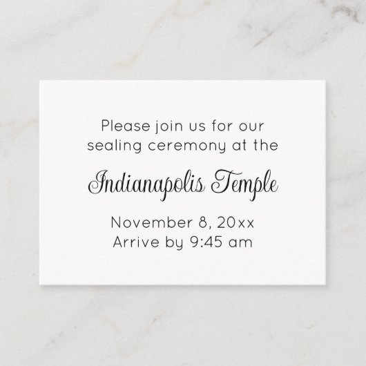 Bilingual Black Script Temple Sealing Invitation (Devant)