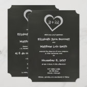 Bilingual Chalkboard Heart Wedding Invitation Kaart (Voorkant / Achterkant)