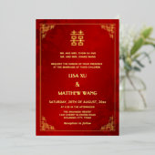  BILINGUAL Gold Frame Red Chinese Wedding Folie Uitnodiging (Staand Voorkant)