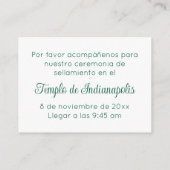 Bilingual Green Script Temple Sealing Invitation Informatiekaartje (Achterkant)
