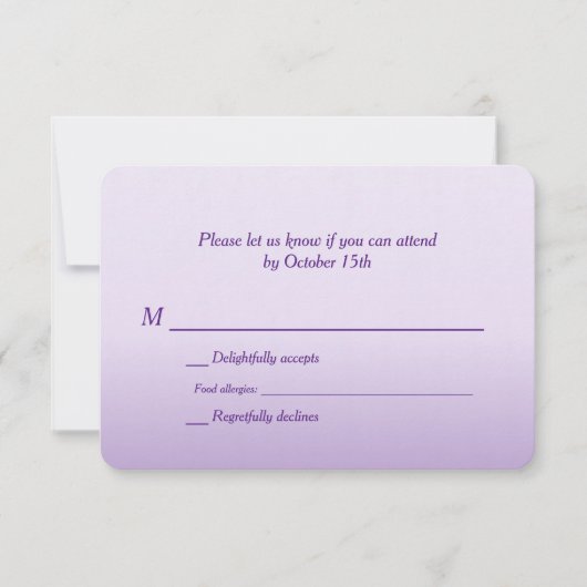 Bilingual Paarse Ombre Wedding RSVP (Voorkant)