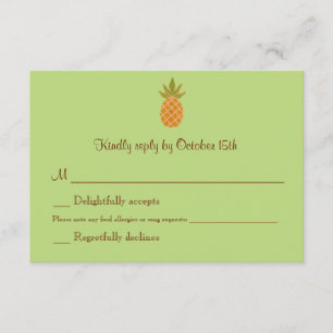 Bilingual Pineapple Wedding RSVP tweezijdig Kaartje
