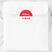 Bilingual Pull English Red White Safety Ronde Sticker (Tas)