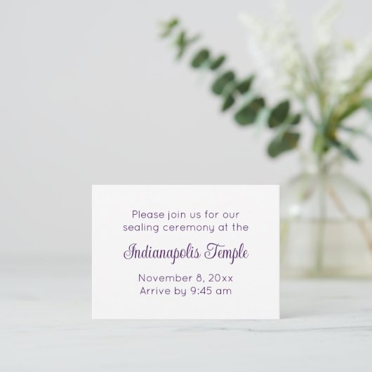 Bilingual Purple Script Temple Sealing Invitation (Debout devant)