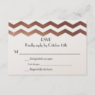 Bilingual Roos Gold Chevron Wedding Invitation RSV RSVP Kaartje