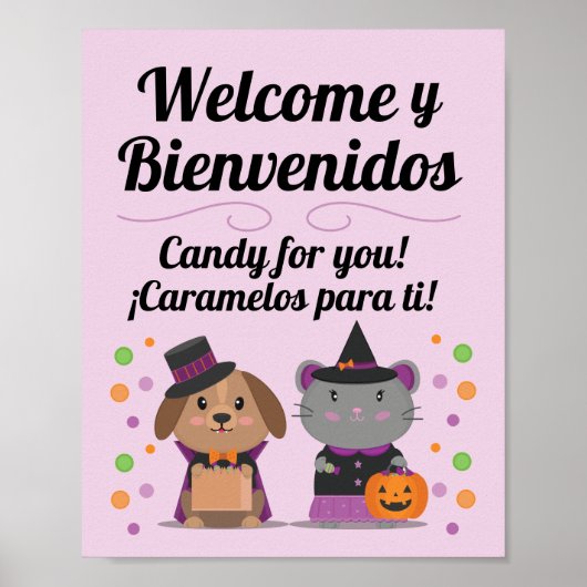 Bilingual Spaans-English Halloween Sign Poster (Voorkant)