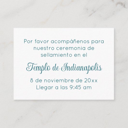 Bilingual Teal Script Temple Sealing Invitation (Dos)
